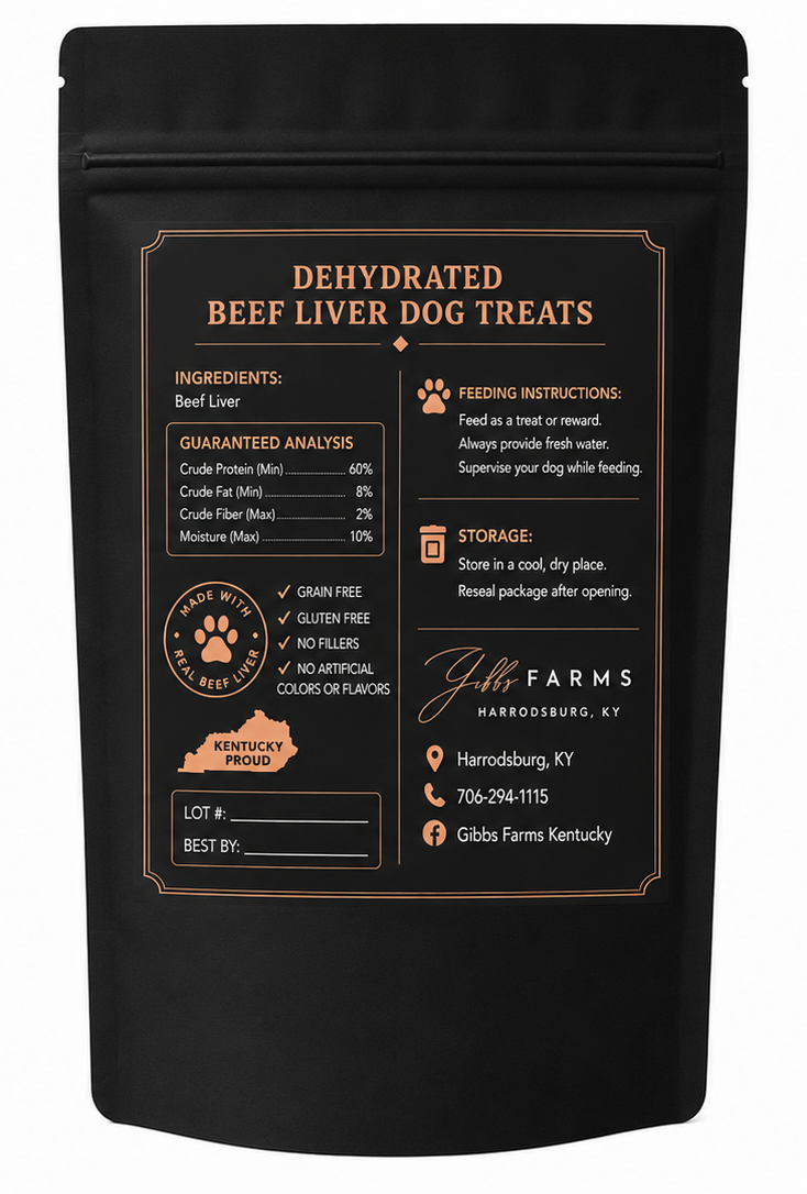 Gibbs Farms Dehydrated Beef Liver Dog Treats | 4 oz